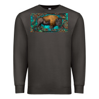 Smoke Bison with leopard and turquoise Premium Sweatshirt - RanaPortraitStore