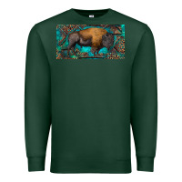 Sports Green Bison with leopard and turquoise Premium Sweatshirt - RanaPortraitStore