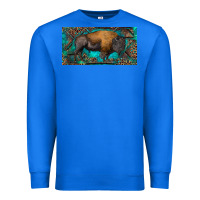 True Royal Bison with leopard and turquoise Premium Sweatshirt - RanaPortraitStore