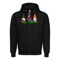 Black Happy Halloween Gnome Pumpkin Zipper Hoodie - RanaPortraitStore