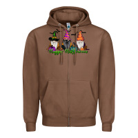 Chestnut Happy Halloween Gnome Pumpkin Zipper Hoodie - RanaPortraitStore