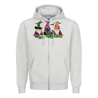 Dove Grey Happy Halloween Gnome Pumpkin Zipper Hoodie - RanaPortraitStore