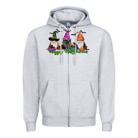 Heather Grey Happy Halloween Gnome Pumpkin Zipper Hoodie - RanaPortraitStore