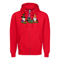 Red Happy Halloween Gnome Pumpkin Zipper Hoodie - RanaPortraitStore