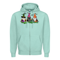 Seafoam Happy Halloween Gnome Pumpkin Zipper Hoodie - RanaPortraitStore