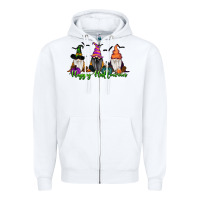 White Happy Halloween Gnome Pumpkin Zipper Hoodie - RanaPortraitStore