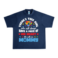 Navy lil autism mom Urban Heavy Tee - CowhideDigitalArt