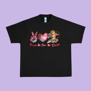 Peace Love Cupid Urban Heavy Tee Designed By Ranaportraitstore