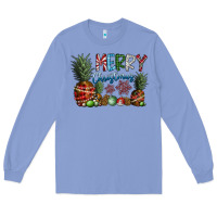 Colony Blue Merry Christmas Long Sleeve Tee - CowhideDigitalArt