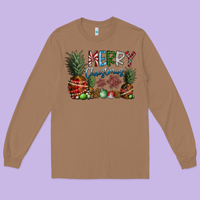 Merry Christmas Long Sleeve Tee Designed By Cowhidedigitalart