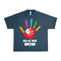 Midnight Navy LIL Autism Mom Urban Heavy Tee - CowhideDigitalArt