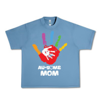 Pebble Blue LIL Autism Mom Urban Heavy Tee - CowhideDigitalArt