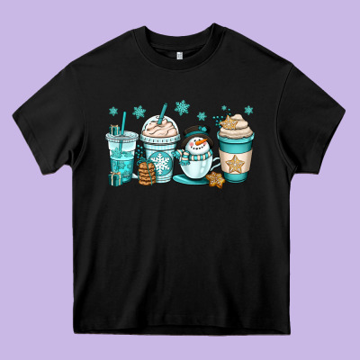 Winter Coffee Cups Heavy Core Tee Designed By Oliviacreatesart