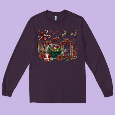 Noel Long Sleeve Tee Designed By Cowhidedigitalart