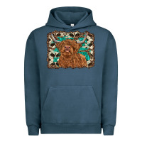Pigment Midnight Navy highland cow western background Urban Hoodie - RanaPortraitStore