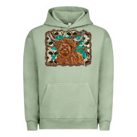 Pigment Oil Green highland cow western background Urban Hoodie - RanaPortraitStore