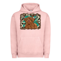 Pigment Salmon highland cow western background Urban Hoodie - RanaPortraitStore