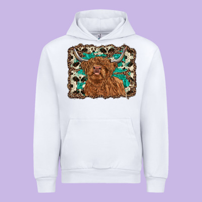 Highland Cow Western Background Urban Hoodie Designed By Ranaportraitstore