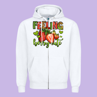 Feeling Berry Cute Strawberry Zipper Hoodie Designed By Jasminsmagicworld