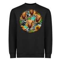 Black Highland Cow Pattern Heavyweight Sweatshirt - Jasminsmagicworld