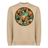 Mushroom Highland Cow Pattern Heavyweight Sweatshirt - Jasminsmagicworld