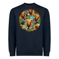 Navy Highland Cow Pattern Heavyweight Sweatshirt - Jasminsmagicworld