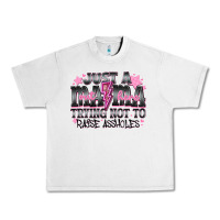 Lunar Rock Just a Mama Out Here Trying Not To Raise Assholes Urban Heavy Tee - CowhideDigitalArt