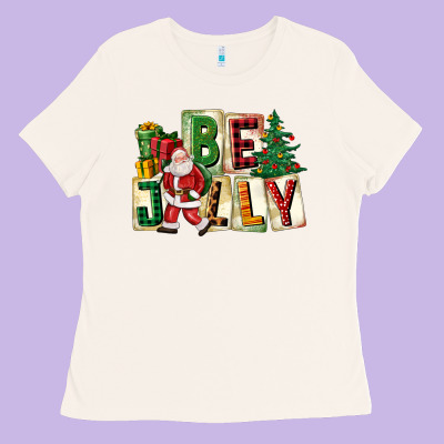 Be Jolly Santa Christmas Ladies Tee Designed By Fadigitalartstudio