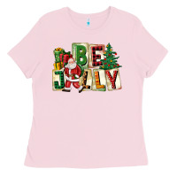 Bubblegum Pink be jolly santa christmas Ladies Tee - FaDigitalArtStudio