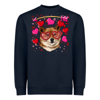 Navy valentine's shiba inu Heavyweight Sweatshirt - RanaPortraitStore