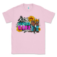 Bubblegum Pink cowgirl mama with boots and sunflowers and cowhide Classic Tee - Artiststas