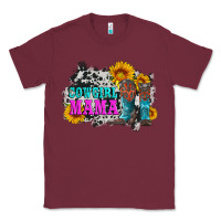 Burgundy cowgirl mama with boots and sunflowers and cowhide Classic Tee - Artiststas