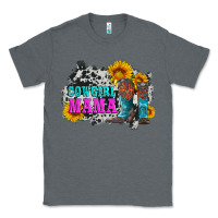 Charcoal Heather cowgirl mama with boots and sunflowers and cowhide Classic Tee - Artiststas