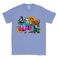 Colony Blue cowgirl mama with boots and sunflowers and cowhide Classic Tee - Artiststas