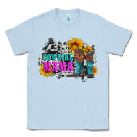 Dusty Blue cowgirl mama with boots and sunflowers and cowhide Classic Tee - Artiststas