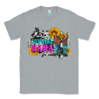 Heather Grey cowgirl mama with boots and sunflowers and cowhide Classic Tee - Artiststas
