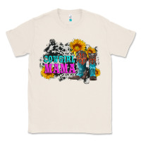 Natural cowgirl mama with boots and sunflowers and cowhide Classic Tee - Artiststas