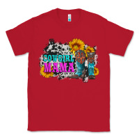 Red cowgirl mama with boots and sunflowers and cowhide Classic Tee - Artiststas