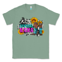 Sage cowgirl mama with boots and sunflowers and cowhide Classic Tee - Artiststas