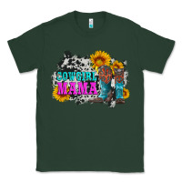 Sports Green cowgirl mama with boots and sunflowers and cowhide Classic Tee - Artiststas