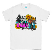 White cowgirl mama with boots and sunflowers and cowhide Classic Tee - Artiststas