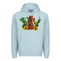 Blue Mist western horse cowboy hat cactus sunflowers Premium Hoodie - Artiststas