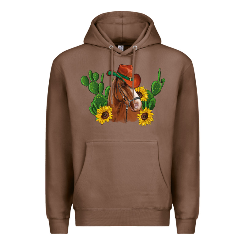 Western Horse Cowboy Hat Cactus Sunflowers Premium Hoodie by Artiststas | Teevron