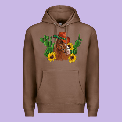 Western Horse Cowboy Hat Cactus Sunflowers Premium Hoodie Designed By Artiststas
