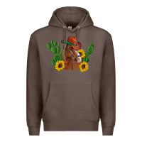 Coffee western horse cowboy hat cactus sunflowers Premium Hoodie - Artiststas