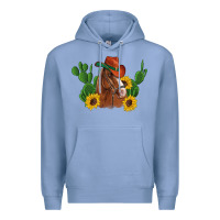 Colony Blue western horse cowboy hat cactus sunflowers Premium Hoodie - Artiststas