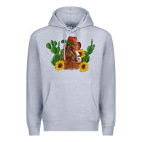 Heather Grey western horse cowboy hat cactus sunflowers Premium Hoodie - Artiststas
