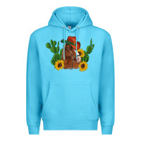 Ocean Blue western horse cowboy hat cactus sunflowers Premium Hoodie - Artiststas