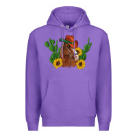 Purple western horse cowboy hat cactus sunflowers Premium Hoodie - Artiststas