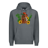 Rock western horse cowboy hat cactus sunflowers Premium Hoodie - Artiststas